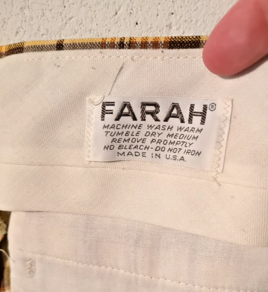 Pantalones de Colección Farah Bell Bottom Para Hombre 32 x 34 Cuadros Disco Ocio Poliéster Pantalones Foto 2 de 4