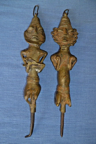 Yoruba Figure Staffs Edan Ogboni Tribal Art Figures Nigeria African Pair