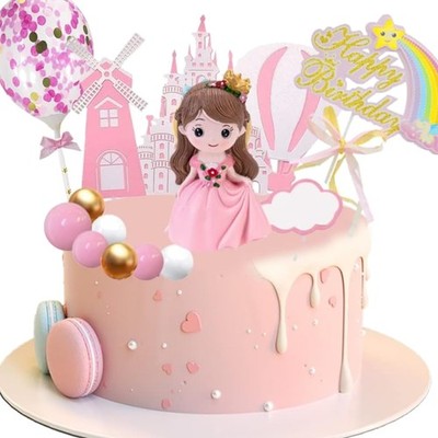 Prinzessin Cake Topper Mädchen Puppe 14er Set Geburtstagsdeko Kinder Geburtstag