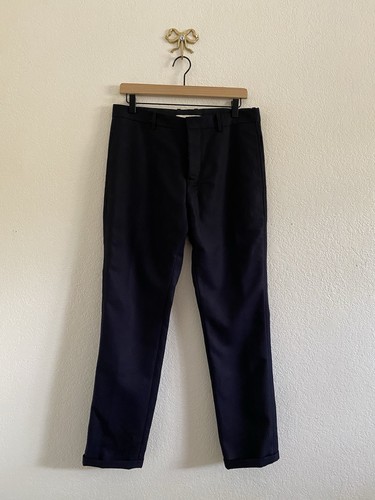 Marni Women’s Commessa Navy Cuffed Trouser Wool Pants 48 Italy Wool Button Fly