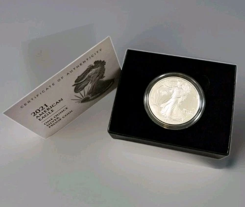 2021 W American Silver Eagle Proof Coin Type 2. BOX/ COA