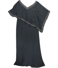 Jkara Womens Beaded Gown Dress, navy, 18