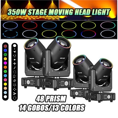 4x 350W 48Prism Moving Head Stage Lighting LED Beam RGBW Gobo DMX DJ Disco Light