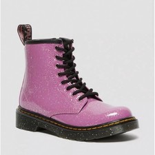 Dr. Martens 1460 Kids Pink Cosmic Glitter Lace Up Combat Ankle Boots Size 3 US