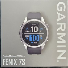 Garmin Fenix 7S 42mm Silver Stainless Steel Case Silicone Band Watch -...
