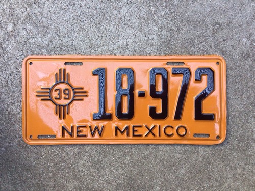 1939 - NEW MEXICO - LICENSE PLATE - REPAINTED