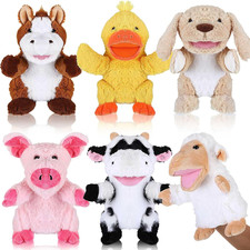 Liliful 6 Pieces Animal Hand Puppets Kids Hand Puppets with Working Mouth Animal