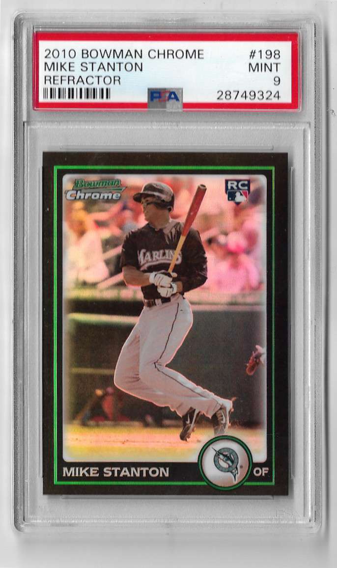 Giancarlo Stanton 2010 Bowman Chrome #198 Refractor Rookie Card PSA 9