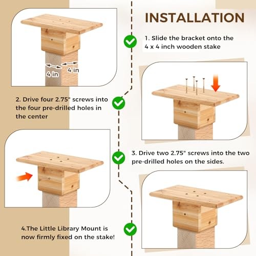 Outdoor Little Library Mount 14x8x5.91 Inch Stable Wood Storage Box Wood Color
