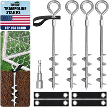 USA Trampoline Stakes Screw in Tent Stakes Parts Heavy Duty for Canopies,4-Pack