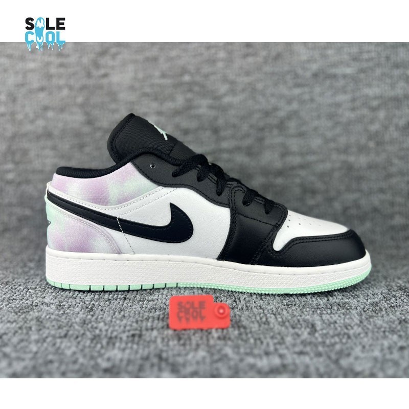 Nike Air Jordan 1 Low ホワイト/ブラック/ミント Air Jordan 1 AJ1 Low GS SE Tie Dye White Mint Foam Shoes
