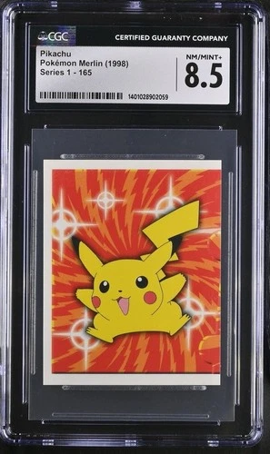 Pokemon 1998 Pikachu Merlin Sticker #165 CGC 8.5 NM/MINT+