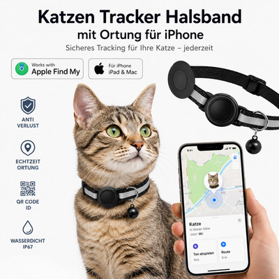 Katzen Halsband Tracker apple ohne ABO mit R-Code für IOS ANTI Verlust