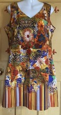 Aventures Des Toiles Sheath Dress Size 44 Vibrant Floral Striped Multicoloured