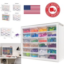 24 Drawer Plastic Storage Organizer for Crafts Tools and Small Parts in White
