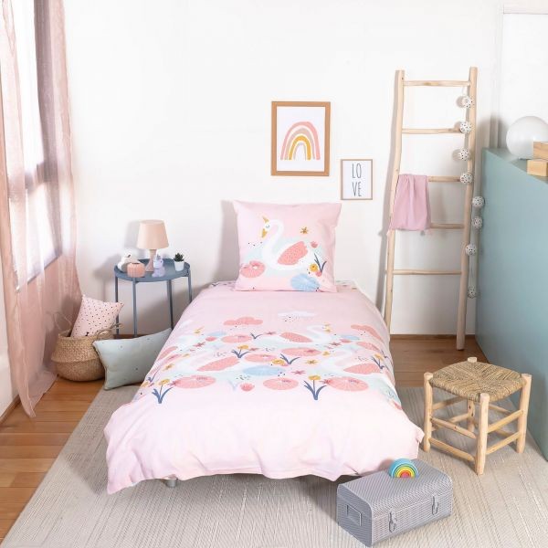Housse de couette 140x200 coton respirant Clara anti-transpiration avec taie