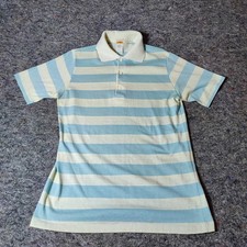 Vintage 60s Jantzen Polo Shirt Size Large Striped Hippie Single Stitch