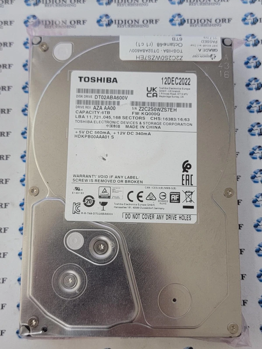 Toshiba Internal Hard Disk Drives 6 TB Storage Capacity for sale