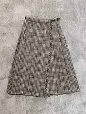 Vintage 70s Scott The Kiltmaker Wool Kilt Skirt Unisex 8 Houndstooth Plaid Brown