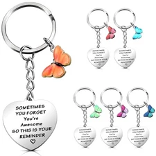  6 Pcs Christmas Inspirational Butterfly Gifts for Women Motivational Keychain 