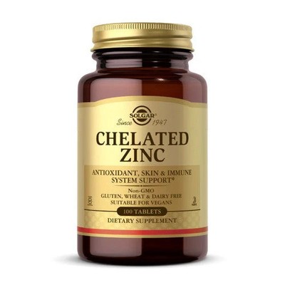 Chelated Zinc Tablets 100 Tabs By Solgar