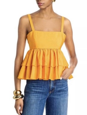 Cinq a Sept Lilwen Tiered Top Papaya Orange | Size S | NWT