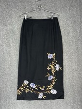Vintage AB Studio Maxi Skirt Size M Black Butterfly Floral Fairy Whimsigoth 90s