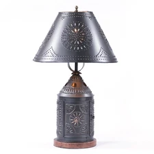 Tinner's Revere Smokey Black Finish Table Lamp with Shade 25 Inches High