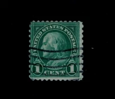 1923 US SC 578 1c Franklin in Green, Perf 11x10, Rotary Press - Used^
