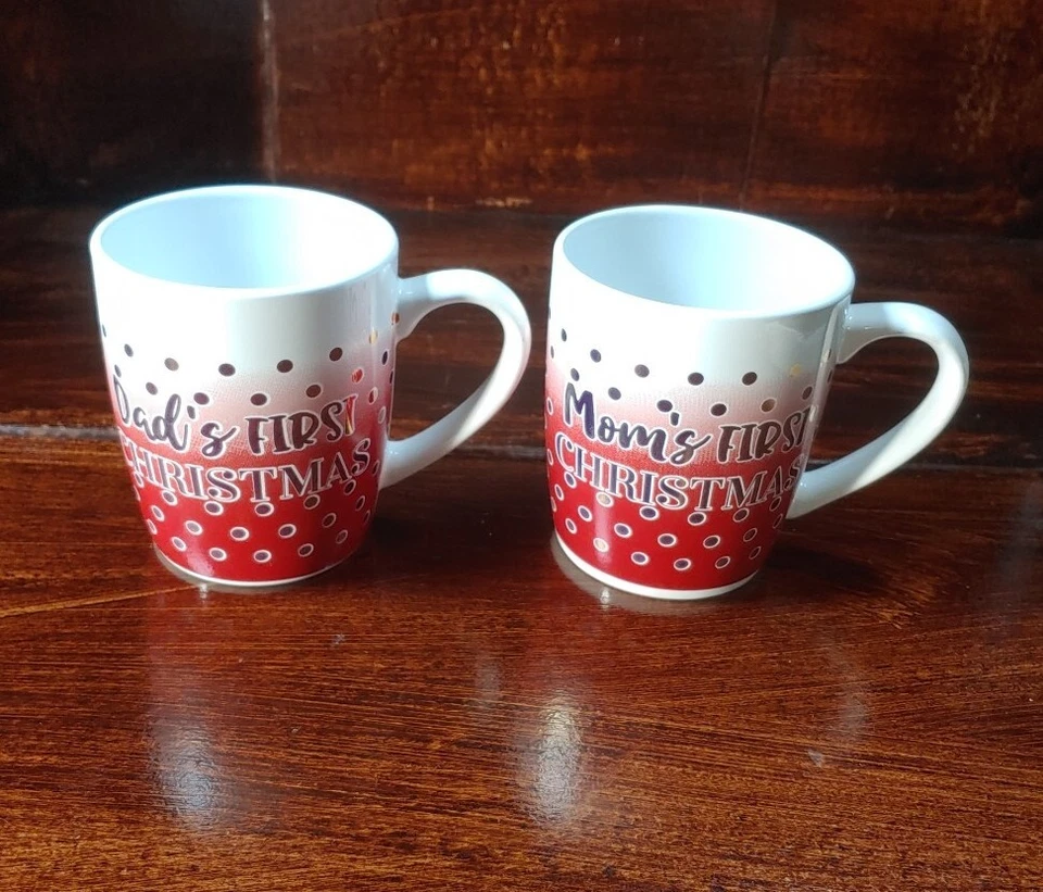 Taza de café de Navidad de papá primera y mamá American Atelier gres Foto 2 de 4