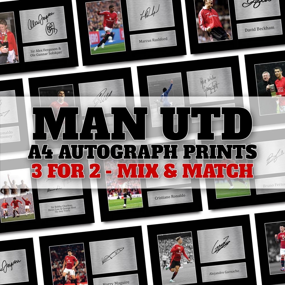A4 Manchester United Signed Player Autograph Print Display Photo Fan Gift Poster