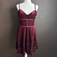 ROMEO + JULIET COUTURE size Large Sleeveless Corduroy Dress Burgundy Gold