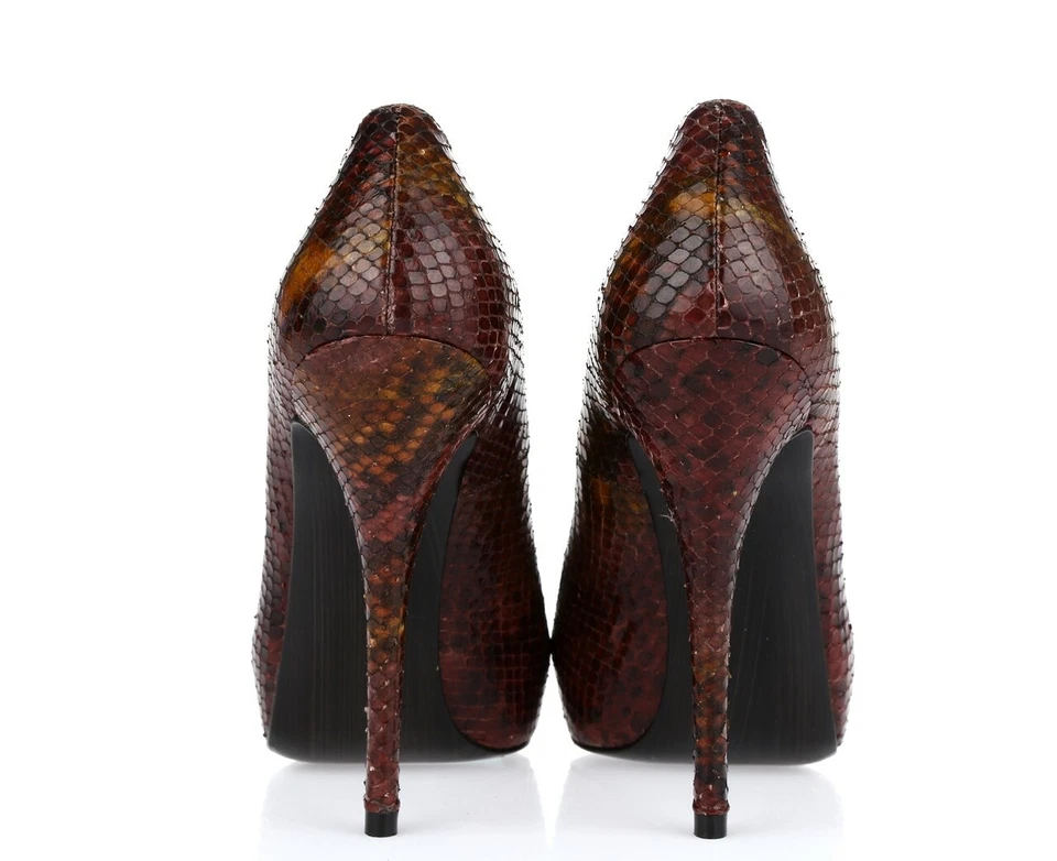 STUART WEITZMAN burgundy snake print leather peep toe pumps sz. 6.5 M NEW! - Image 4 of 4
