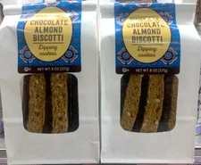 2 Packs Trader Joe's Chocolate Almond Biscotti Dipping Cookies 8 oz Each Pack