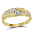 Solid 10K Multi Tone Gold With 0.13CT Single Cut Moissanites Men's Wedding Band