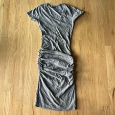 Monrow mommy midi maternity dress grey rusched short sleeve small v neck stretch