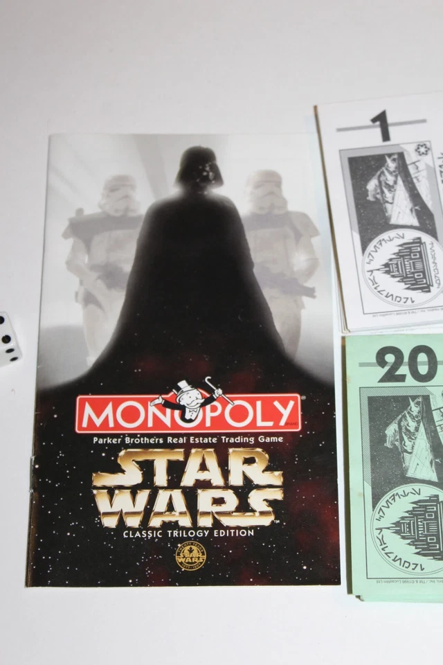 Star Wars Monopoly Board Game Classic Trilogy Edition 1997 Parts Money Dice Book - Image 4 of 4