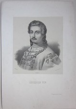 1845 AMEDEO VI di Savoia Conte Verde litografia Gemelli Doyen Isnardi