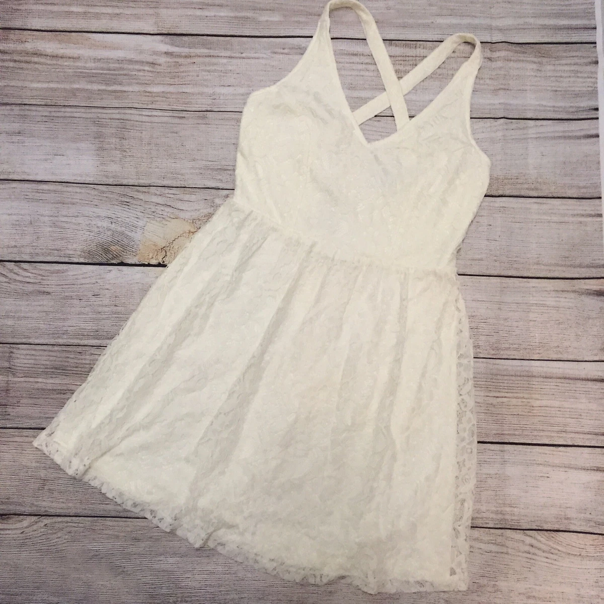 New Miss Chievous Women's Lace Short Dress Size M Cross Back Lined Above  Knee | eBay