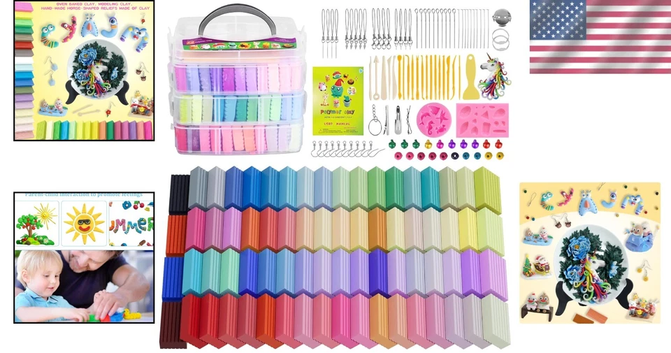 Oven Bake Polymer Clay Kit for Kids - 72 Colors & 19 Modeling Tools Included - Image 2 of 4