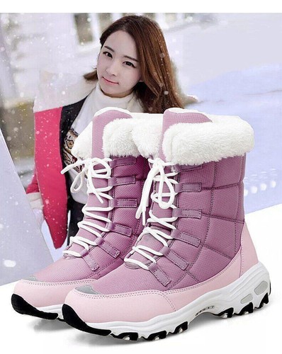 Ankle Boots for Women Winter Shoes Keep Warm Waterproof Snow Boots Lace-up - Picture 13 of 30