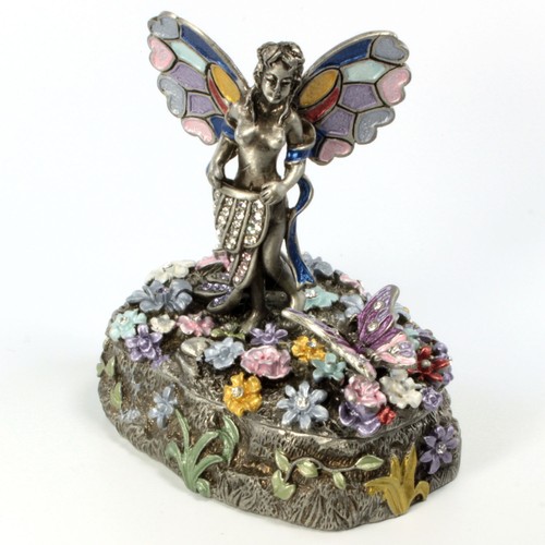 Schmuckstück Fee Schmuckschatulle, Faberge Figur, mit Kristallen in Antiksilber - Bild 3 von 6