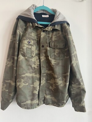 Fat Face Kids Size 9-10 Camo Shacket Green Blue Lining