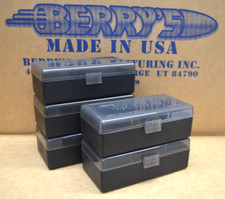 (5) .45 LC / .44 SPL / .44 MAG 50 ROUND PLASTIC AMMO BOXES ( SMOKE COLOR )