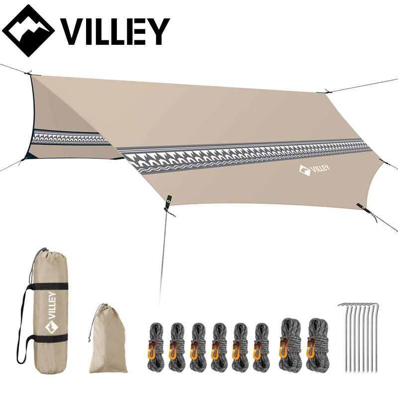 VILLEY Lluvia Mosca Lluvia Lona Camping Lona Refugio Solar Impermeable Hamaca Tienda