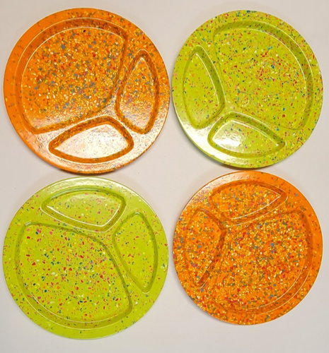 Zak Designs Set di 4 Piatti Divisi Confetti Melamina Arancione Verde Lotto - Foto 2 di 13