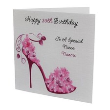 HANDMADE PERSONALISED Shoe Heel FEMALE Relation BIRTHDAY CARD 18th 21st 30th