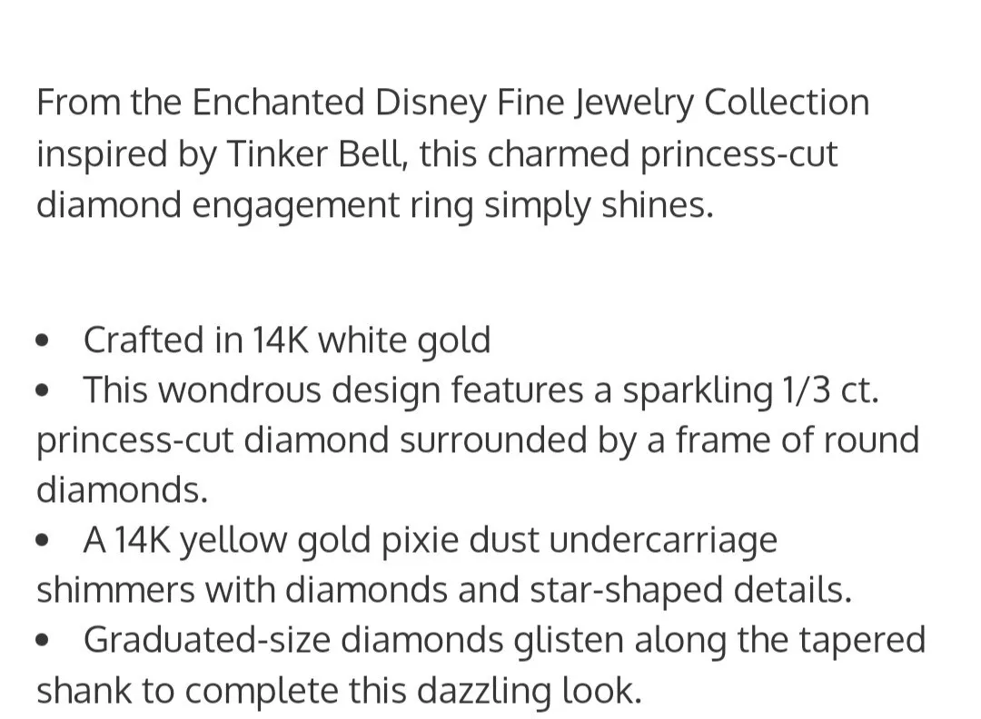 Disney Tinker Bell Sparkling Ring