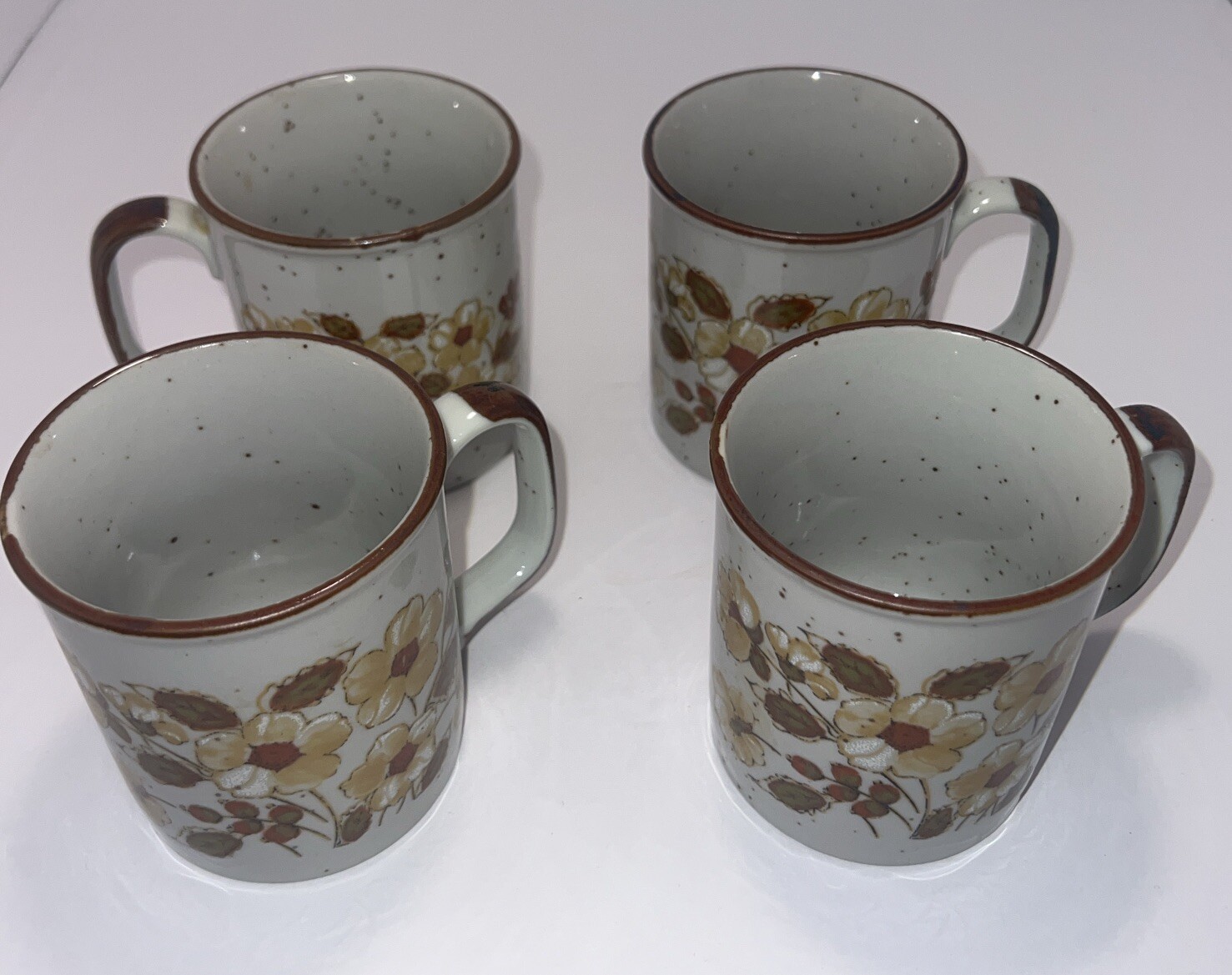 Vintage 1970's 4 Lunch Mates Autumn Cultura Collection Ceramic Daisy Coffee Mug