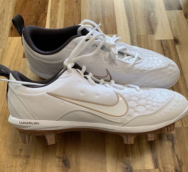 Nike Lunarlon Hyperdiamond Womens Size 11 Softball Cleats White Gold